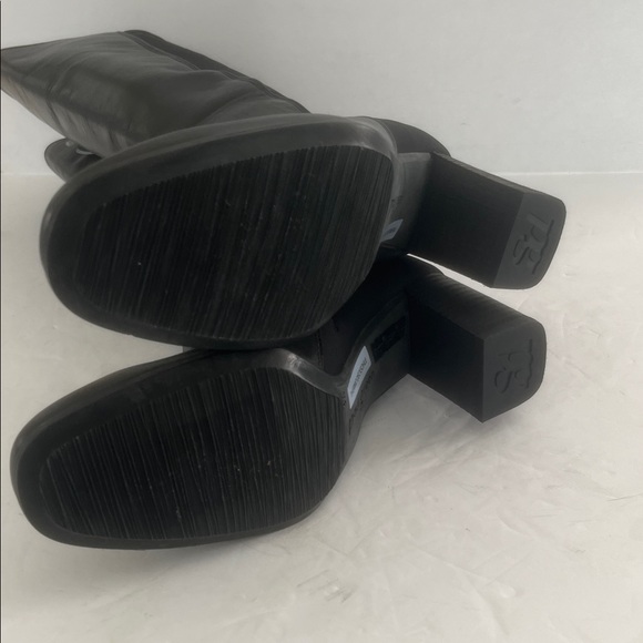 Paul Green Belmont Women’s Black LEATHER Stacked Heel Knee High Boots Size 5.5-6 - Picture 9 of 10